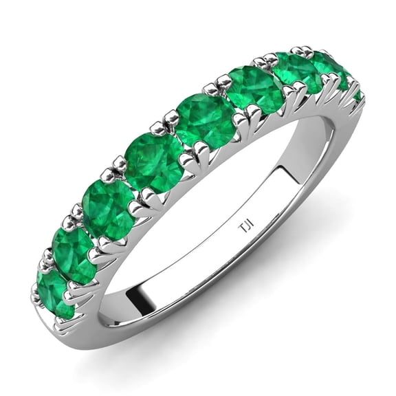 TriJewels 0.90 ctw Emerald (3.00 mm) 9 Stone Wedding Band in 10K Gold