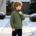thumbnail image 5 of Iyufng Boys Kids Waffle Texture Quarter Zip Mock Neck Sweatshirts Ribbed Cuff & Hem Relaxed Fit Daily School Long Sleeve Pullover, 5 of 9