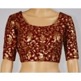 thumbnail image 3 of Chandrakala Women's Readymade Non Padded Full Embroidery Art Silk Indian Ethnic Saree Blouse Crop Top Choli-X-Large, Maroon (B187MAR5), 3 of 6