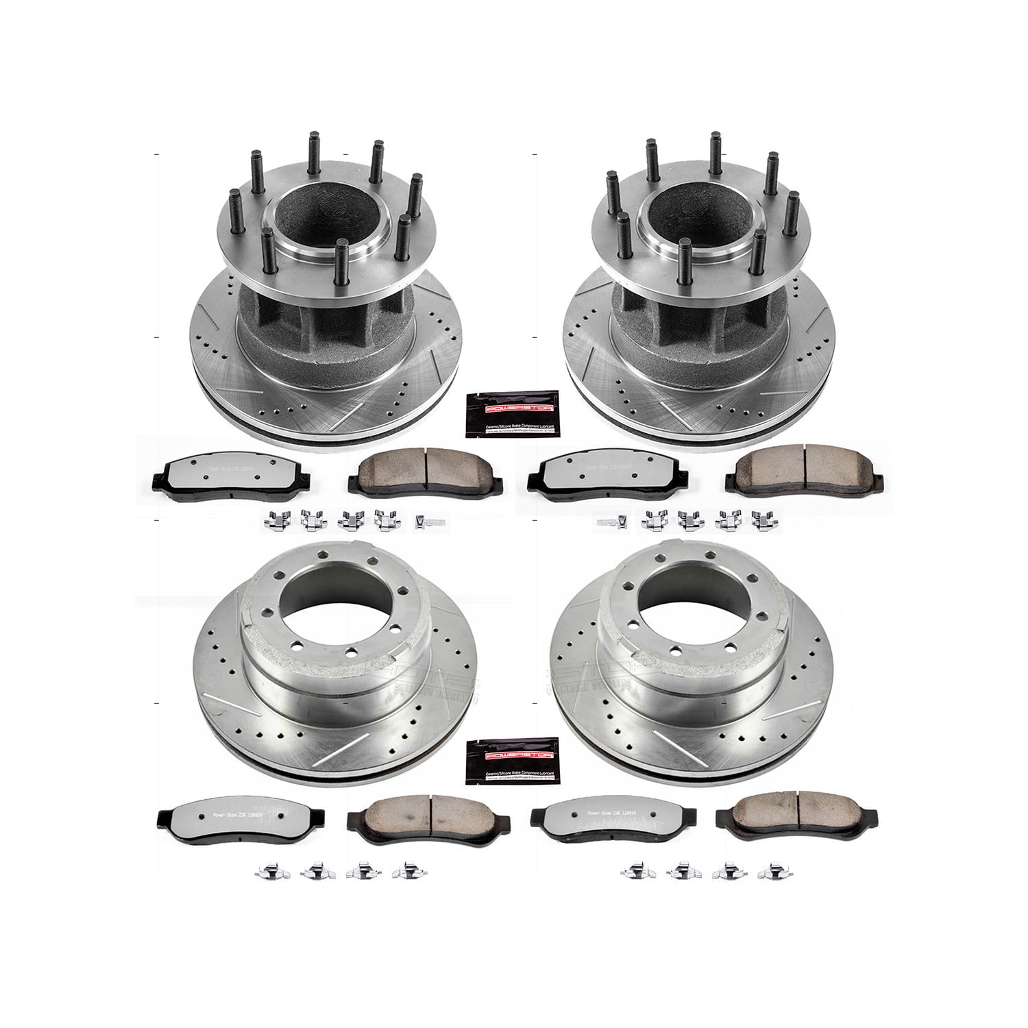 PowerStop Front and Rear Z36 Truck & Tow Carbon-Fiber Ceramic Brake Pad and Drilled and Slotted Rotor Kit Fits: FORD Select Models K4032-36