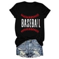 thumbnail image 6 of TODOZO Hot Sale!! Baseball Shirt for Women Baseball Mom Shirt Baseball Letter Graphic Tee Game Day Short Sleeve Tops American Flag Shirts for Women Black L, 6 of 6