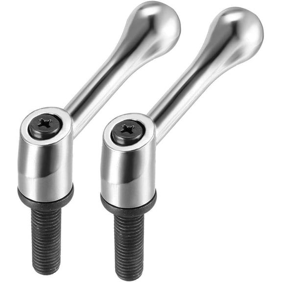 M12 x 40mm Handle Adjustable Clamping Lever Thread Push Button Ratchet Male Threaded Stud Knobs Locking Rotating Screw Handles Quick Release Bolt Silver Tone 2pcs