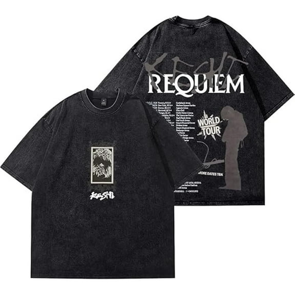 Keshi 2025 Merch Washed T-shirt Cool Trendy Print Short Sleeve Men And Women Hip Hop Tops