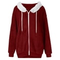 thumbnail image 5 of Mens Furry Sherpa Jacket Fleece Long Sleeve Full Zip Hooded Casual Warm Winter Coat with Zipper Pocket Outdoor, 5 of 6