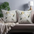 thumbnail image 5 of Bird Pillow Covers 16x16 Set of 2 Gray White Yellow Botanical Flower Throw Pillow Cases Wash Painting Decorative Square Pillowcases Spring Summer Cushion Covers Outdoor for Sofa Bed Couch Home, 5 of 6