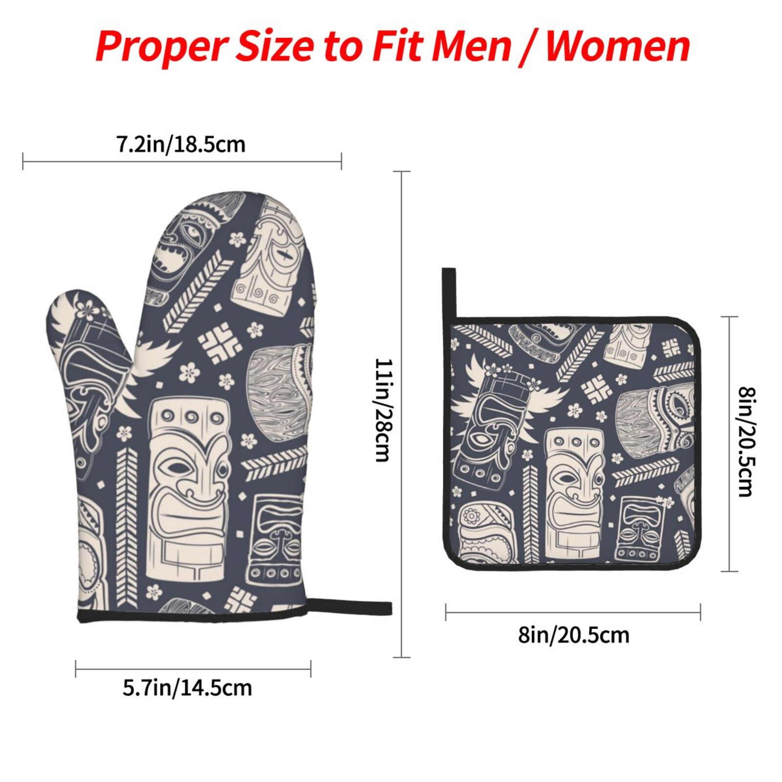 Vintage Tiki Vintage Hawaii 4Pcs Oven Mitts and Pot Holders Sets Oven Kitchen Gloves Hot Pads for Cooking BBQ Baking Grilling