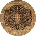 thumbnail image 1 of Ahgly Company Indoor Round Medallion Brown Traditional Area Rugs, 3' Round, 1 of 4