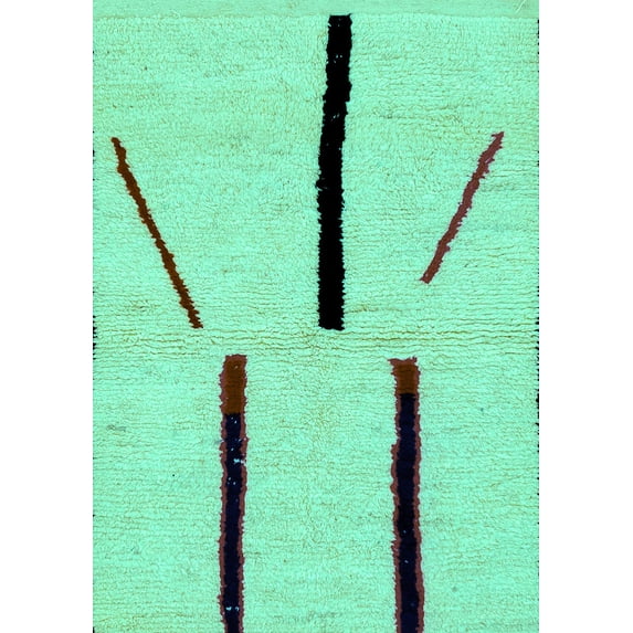 Ahgly Company Machine Washable Indoor Rectangle Solid Turquoise Blue Modern Area Rugs, 5' x 7'