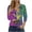 E01-Multicolor, variante sur Fartey Tunique à Manches 3/4 pour Femmes Tendance Mardi Gras Bouton Col en V T-Shirt Drôle Imprimé Masque Mode Blouses de Vacances Multicolore P