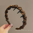 thumbnail image 6 of 3 Pack High Skull Pearl Headband for Women, Reversible Velvet Headband with Teeth, Anti-Slip Wide Hair Hoop for Volume Styling, Makeup, Washing Face, Daily Wear (Black   Red   Brown), 6 of 9