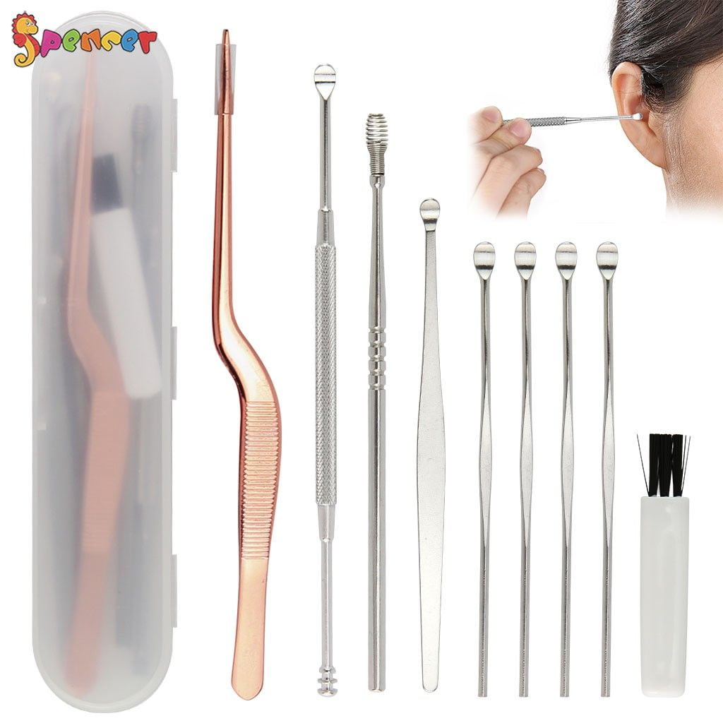 Spencer 8Pcs Ear Pick Ear Wax Removal Kit Stainless Steel Ear Curette