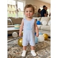 thumbnail image 4 of Cenuakty Baby 6M 12M 18MBoy Birthday Striped Romper Summer Fashionable Letters Embroidery Crew Neck Sleeveless Jumpsuit, 4 of 9
