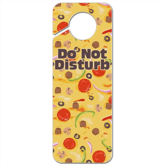 Combination Pizza Pattern With Pepperoni Olives and Onions Plastic Door Knob Hanger Sign