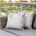 thumbnail image 4 of Happy Easter Pillow Covers 2 Pack Watercolor Easter Eggs Spring Pink Purple Floral Leaf Pillowcase Waterproof Outdoor Throw Pillow Cover for Patio Garden Square Cushion 24”x24”, 4 of 9