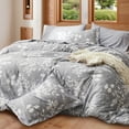 thumbnail image 5 of U by Bedsure Grey Queen Comforter Set - 7 Pieces Floral Bedding Sets Queen Bed in a Bag with Reversible Botanical Flowers Comforter, Sheets, Pillowcases & Shams (Queen, Grey), 5 of 5