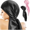 thumbnail image 6 of 35 Inch Silk Head Scarf 2 Pcs Large Square Neck Scarf Sleeping Hair Wrapping Satin Scarf for Women, 6 of 7