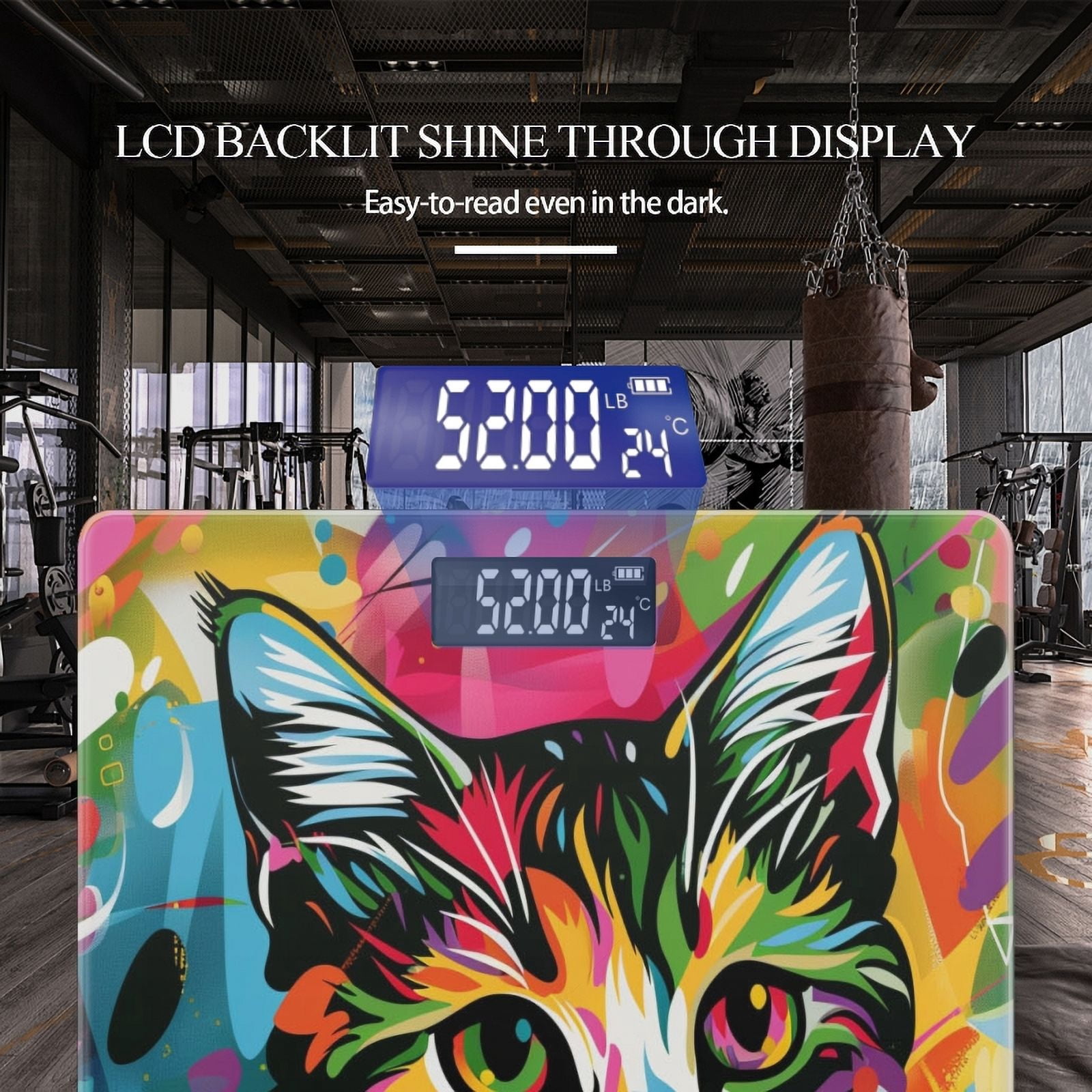 High Precision Body Weight Scale Smart Bathroom Scales with Large LCD Display(400lbs),Decorative for Bedroom-Colorful Cat In The Style Of Street Art