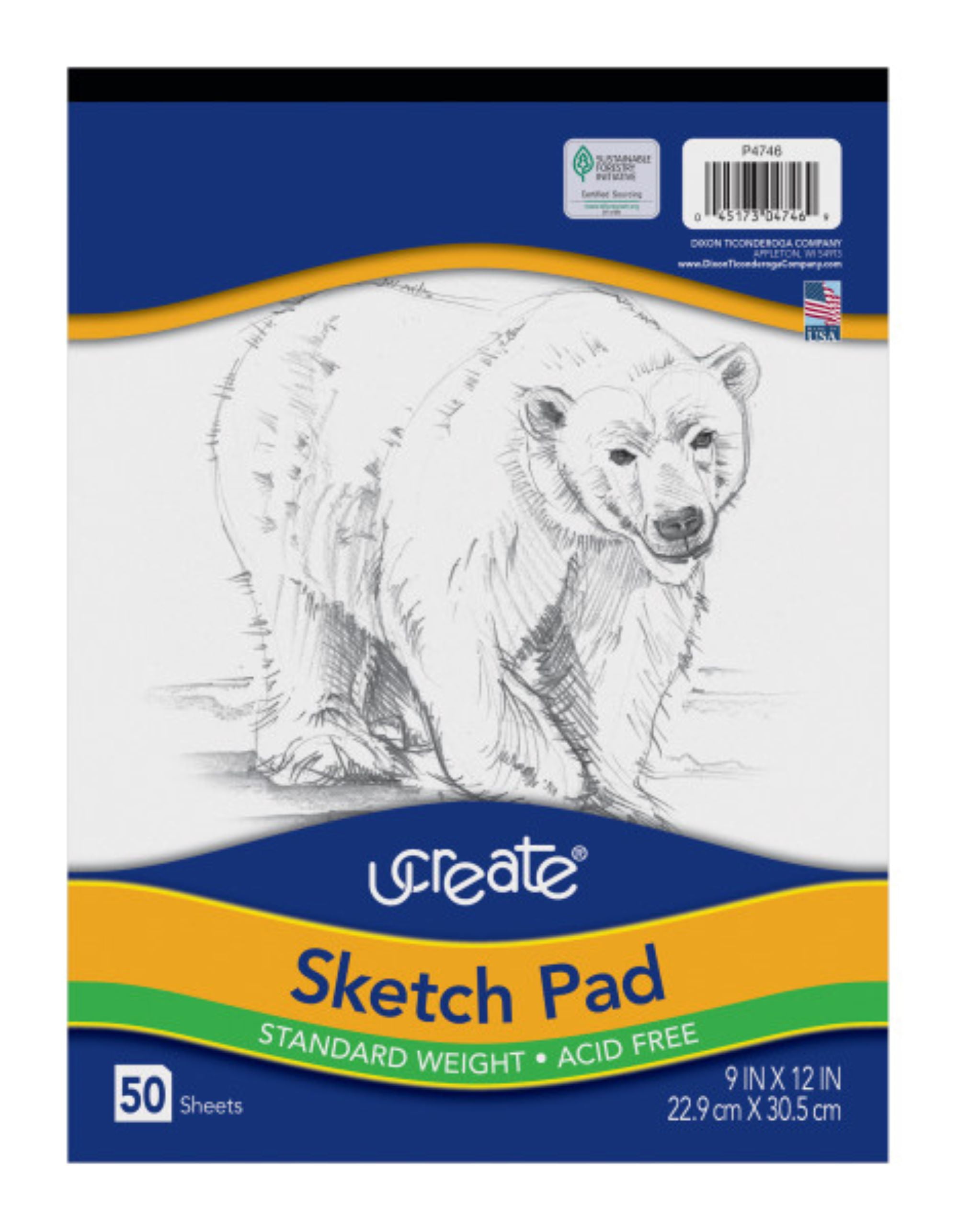 Art1st Sketch Pad, Mediumweight Paper, 9" x 12", 50 Sheets