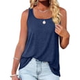 thumbnail image 2 of Defitshape Women's Square Neck Tanks Tops Sleeveless Cami Soft Casual Cotton Summer Cool Basic Thin Navy XX-Large, 2 of 4