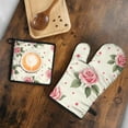 thumbnail image 5 of Pioneer Flower Kitchen Oven Mitt and Pot Holder Sets 2 Pcs for Baking, Cooking and Grilling, Heat Resistant Up To 392 °F, 5 of 7