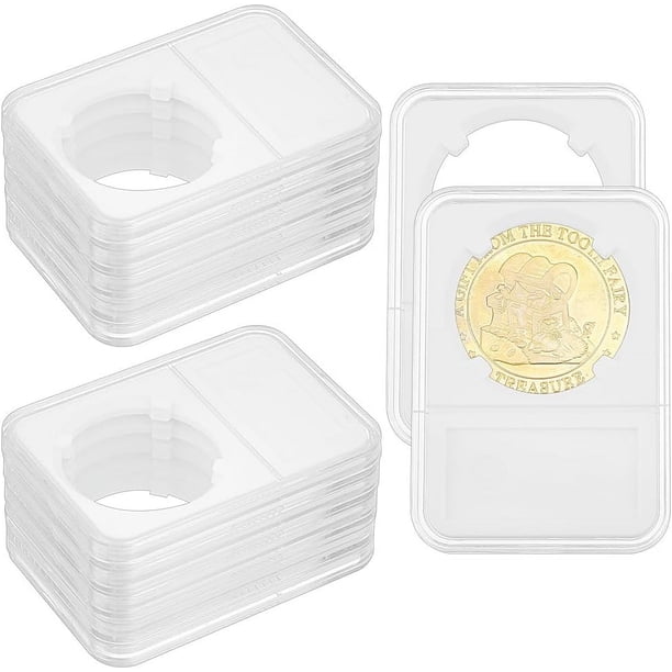 12 soportes de exhibición para monedas de 38 mm, estuche de almacenamiento de plástico transparente, protector para monedas.