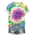 thumbnail image 4 of Hvyesh Women Tshirt 2025 Summer Tid Dye Short Sleeve Shirts Loose Round Neck Tunic Tops, 4 of 5