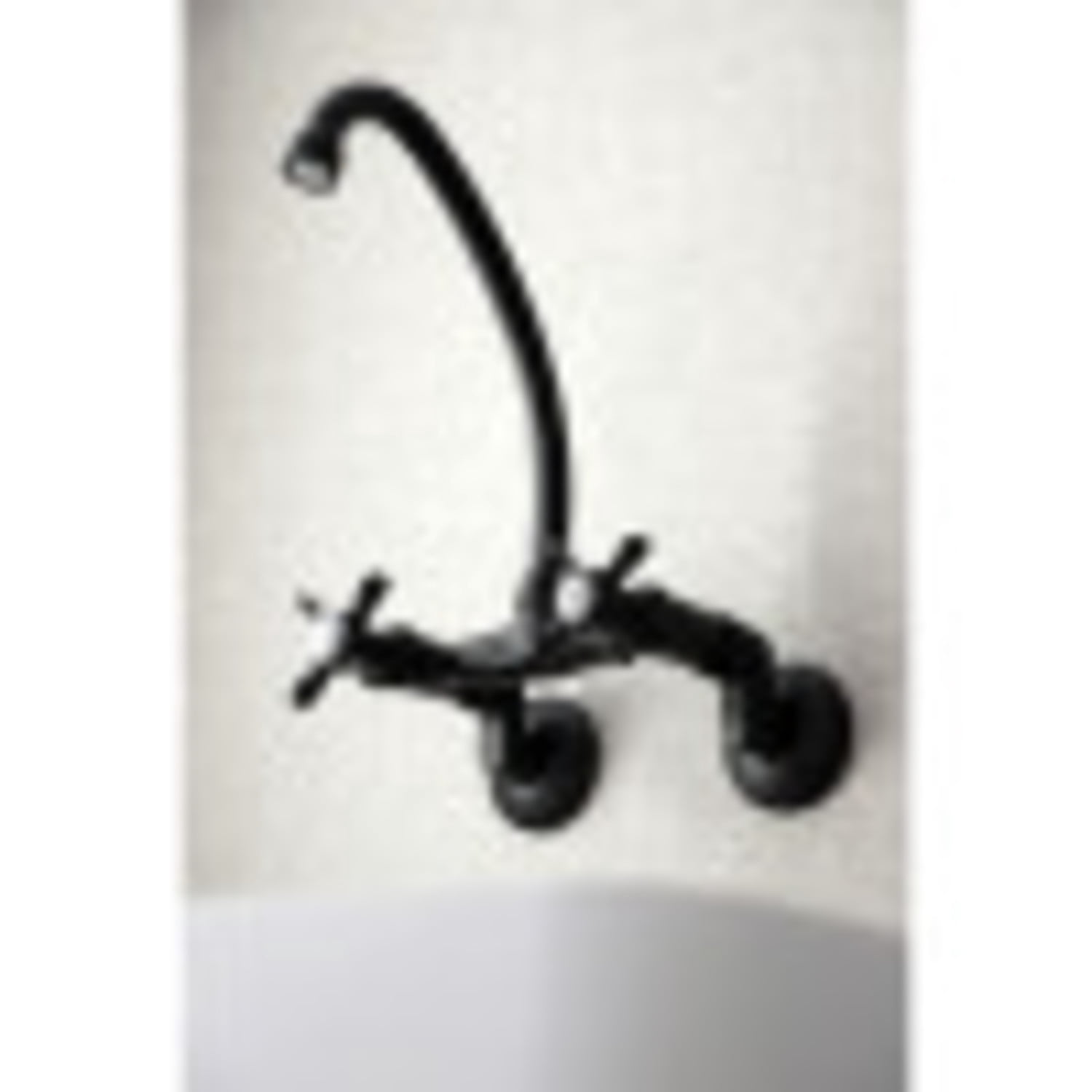 Kingston Brass KS114MB Essex Two Handle Wall Mount Kitchen Faucet, Matte Black