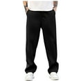 thumbnail image 2 of Tdoqot Mens Chino Pants with Pockets- Elastic Waist Casual Straight Leg Slim Fit Drawstring Pants Black Size 3XL, 2 of 8