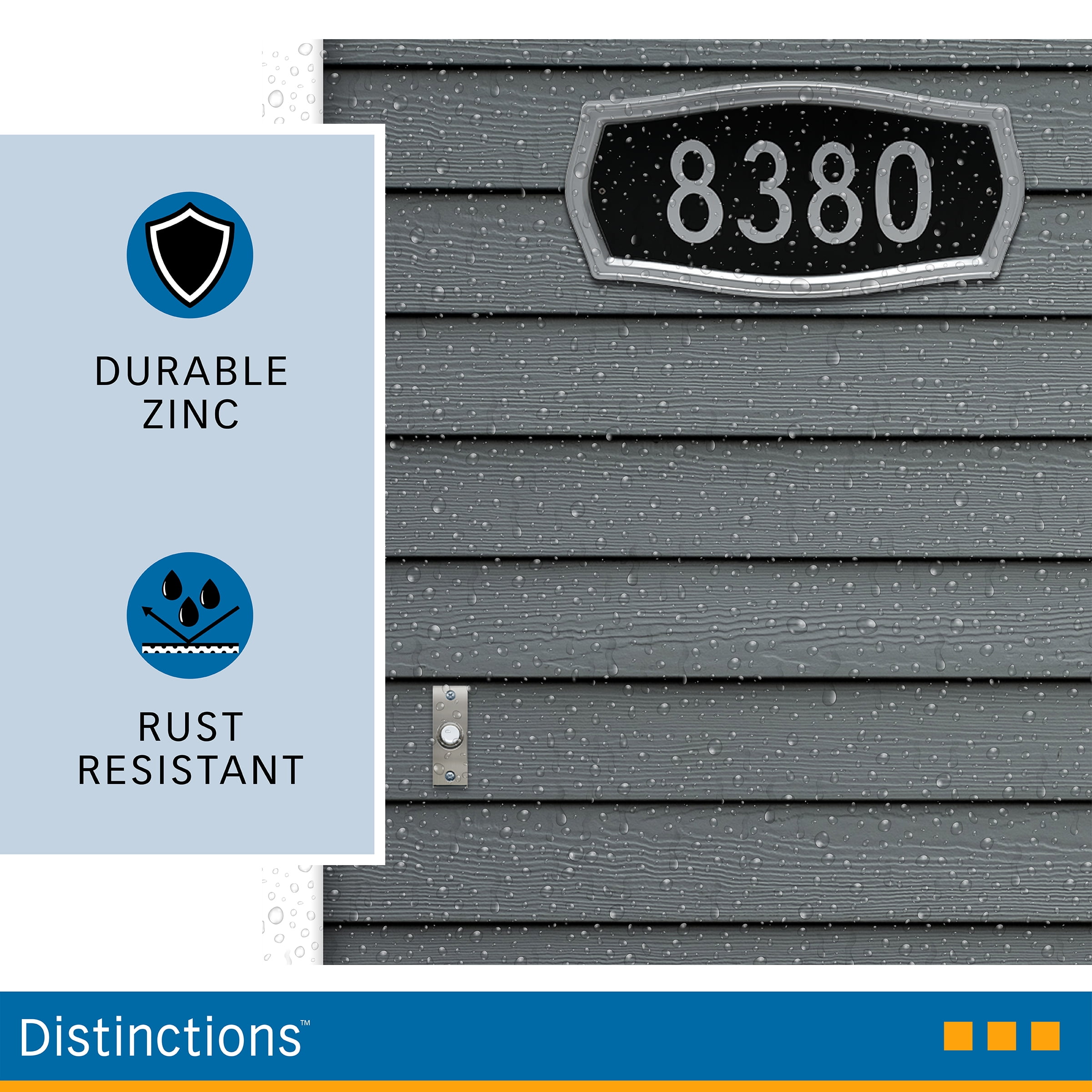 Distinctions Heritage Address, Silver and Black, Plastic and Zinc, 9" x 13", 1 Pack