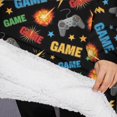 thumbnail image 3 of Oversized Wearable Blanket Hoodie,Multicolor Controllers Games Text Black Pattern Sherpa Blanket Hoodie with Super Pockets,Super Warm Fuzzy Pullover for Women & Men, 3 of 6