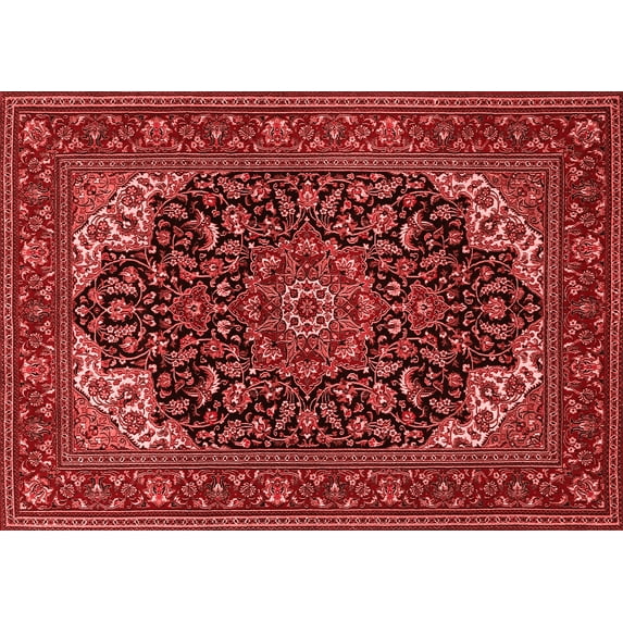 Ahgly Company Indoor Rectangle Medallion Red Traditional Area Rugs, 7' x 10'