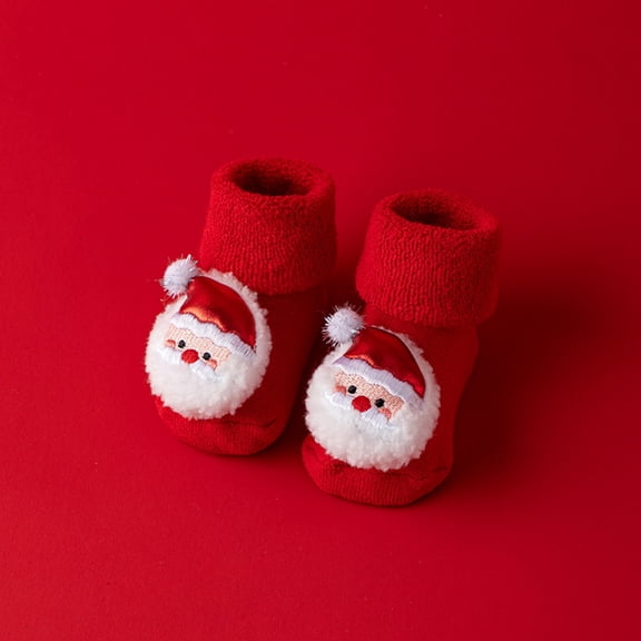 MAIHAN-Toddler Socks, Cotton Blend Socks with Not Comfortable Baby Sock Unisex Warm Sock,Winter Warm Christmas Socks for 0-3 Years(A,0-1Years)