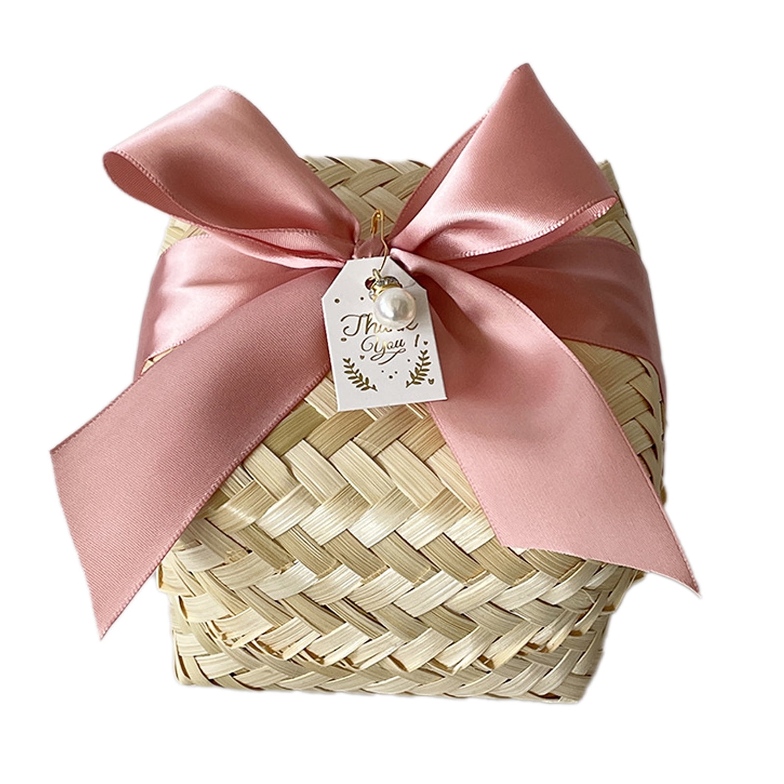 Hapeisy HandWoven Gift Basket with Lid ，Bamboo Baskets， Souvenir Box