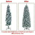 thumbnail image 6 of Alden Design Clear Prelit Incandescent White Flocked Pencil Artificial Christmas Tree, with Foldable Stand 6', 6 of 11
