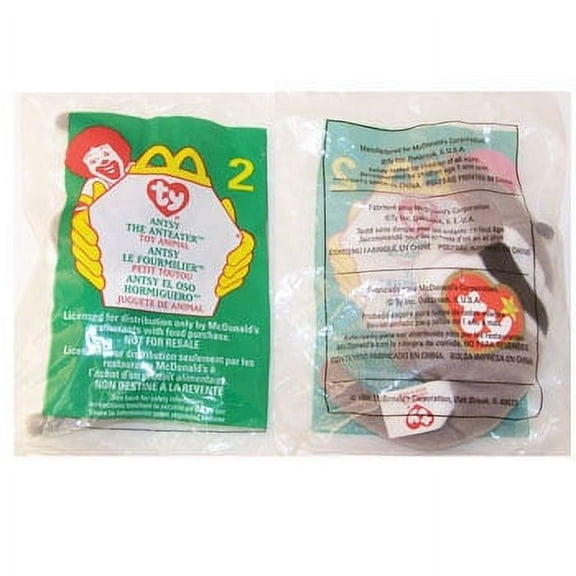 TY McDonald's Teenie Beanie - #2 ANTSY the Anteater (1999) (4.5" Plush)(BONUS 1 FUN CHOPS)