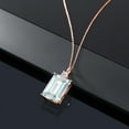 thumbnail image 4 of Gem Stone King 18K Rose Gold Plated Silver Sky Blue Simulated Aquamarine and White Topaz Pendant Necklace for Women (16.13 Cttw, Emerald Cut 18X13MM, With 18 inch Silver Chain), 4 of 4