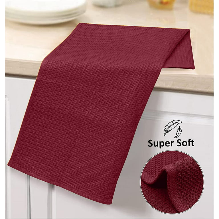 Howarmer Brick Red Kitchen Dish Towels, 100% Cotton Dish Cloths for Washing Dishes, Super Soft and Absorbent Waffle Weave Dish Rags, 6 Pack, Size: 12×