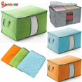 thumbnail image 5 of Spencer 2Pcs Foldable Storage Bag Clothes Blanket Large Capacity Quilt Closet Sweater Organizer Box Pouches (23.2"x16.1"x13.4", Blue-1), 5 of 10