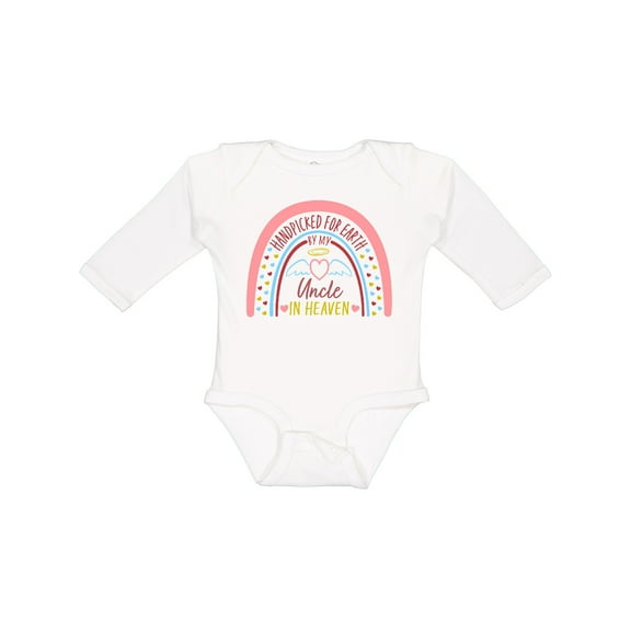 Inktastic Handpicked for Earth by My Uncle in Heaven Rainbow Boys or Girls Long Sleeve Baby Bodysuit