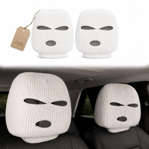 Ghost Face Headrest Covers for Cars, Scary Covers Halloween Car Accessories | Creepy Seat Cover Spooky Face Design Horror Mask Ghostly Headrest Decoration Funny Stretchy Protector for Vehicle