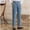 Blue, variant on DPTALR Men's Solid Color Washed High Waisted Straight Leg Denim with Zipper Button,Light BlueL