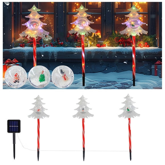 Solar Christmas Lights Outdoor - 3-in-1 Snowflake & Tree Garden Decor with Multiple Lighting Modes