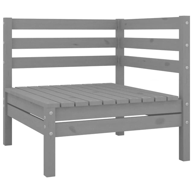 Sofá Esquinero para Patio vidaXL de Madera Maciza de Pino Gris 63,5x63,5x62,5 cm