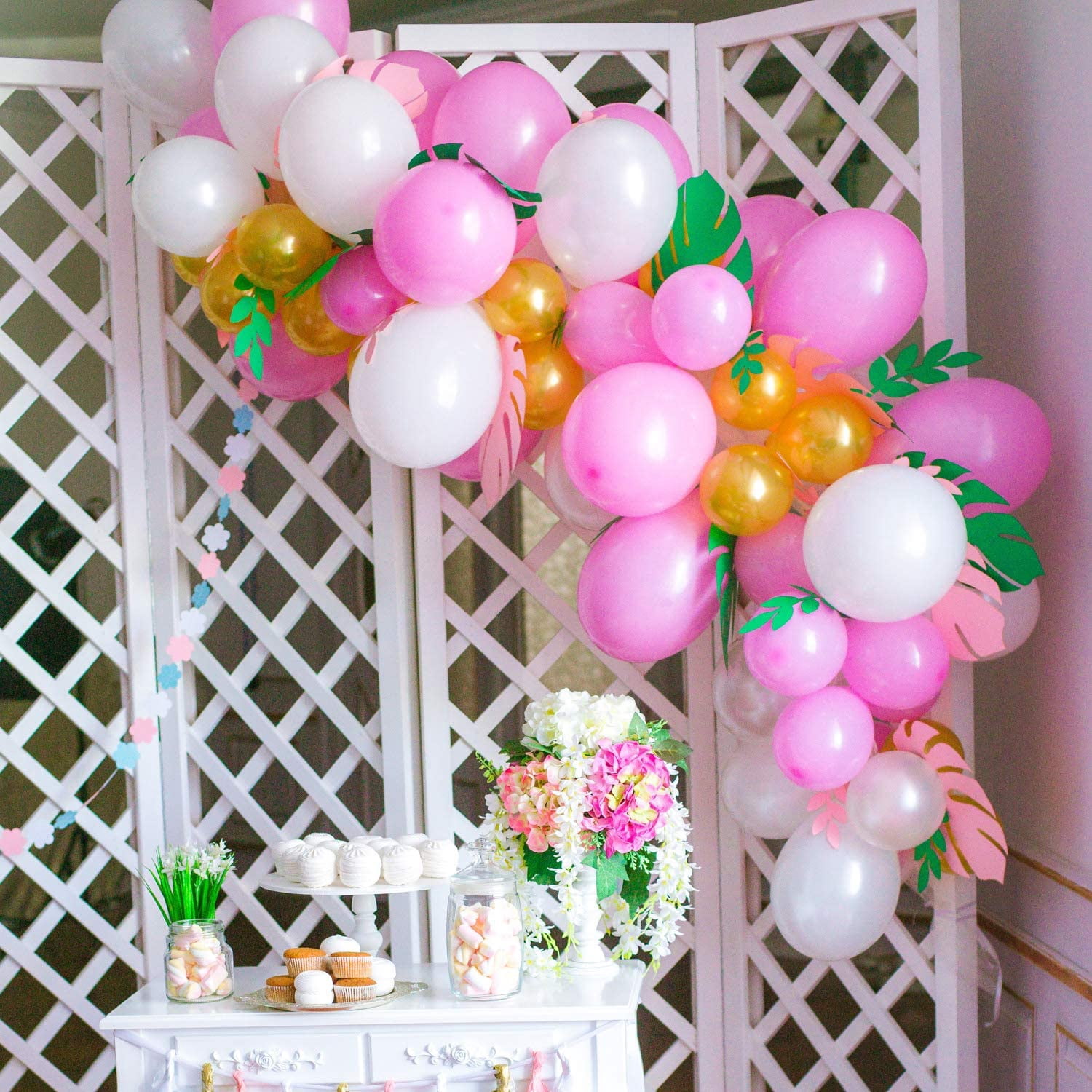 Balloon Arch Kit Balloon Garland Decorating Strip Kit 2 Rolls Balloon Tape Strips with 2 Rolls Balloon Glue Point Dots Stickers (Single and Double Hole)