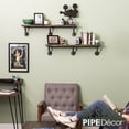 thumbnail image 5 of 36 in. x 7.5 in. x 6.75 in. Boulder Black Restore Wood Wall Shelving with Industrial Angled Steel Pipe Brackets, 5 of 9