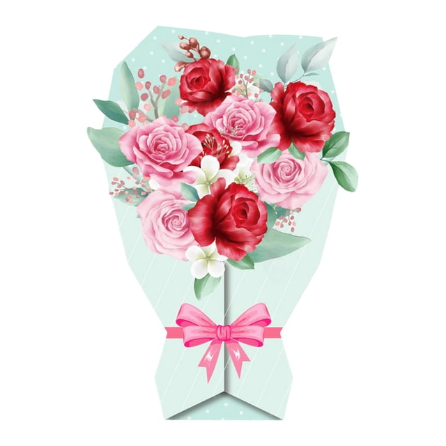 Bouquet Greeting Card for Birthday Decoration with Flower Modeling and Stereo Blessings Color Envelope Stationery Card Set for Celebrations and Messages