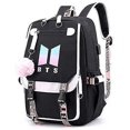 thumbnail image 4 of La mochila escolar Bts cuenta con disyuntores de interfaz de cable de audio y USB, adecuada para estudiantes, mochilas para portátiles y mochila informal con capacidad para 15,6 pu, 4 of 5