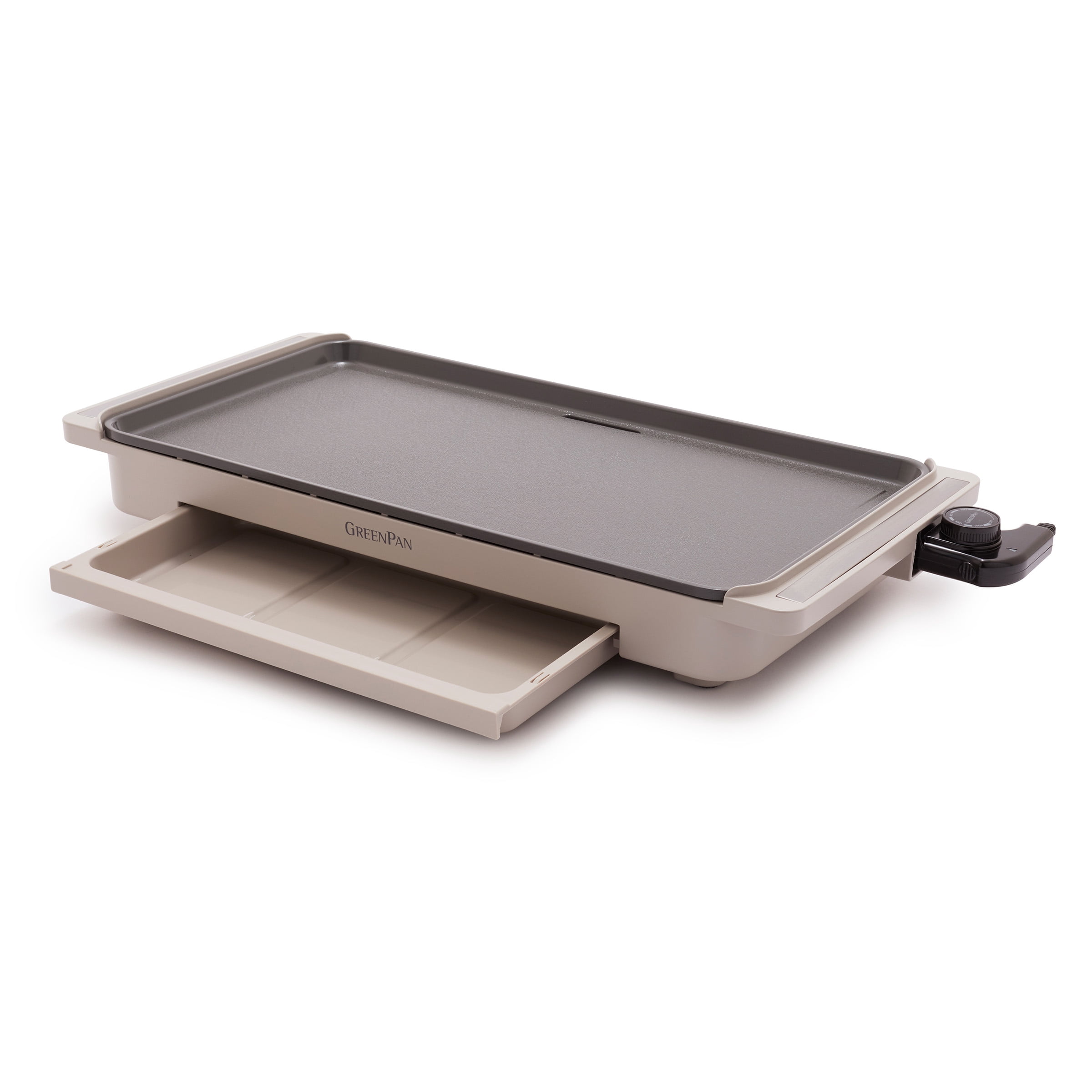 GreenPan Advanced 10.5”x 20” Electric Griddle with Warming Drawer, Healthy Ceramic Nonstick, Clay