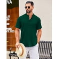 thumbnail image 4 of COOFANDY Men's Linen Shirt Short Sleeve Hippie Casual Band Collar Summer Beach Shirts, 4 of 6