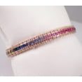 thumbnail image 2 of 14K Multi Sapphire Tennis Bracelet Silver Gold Women Handmade Bracelet Anniversary Birthday Gift, 2 of 5